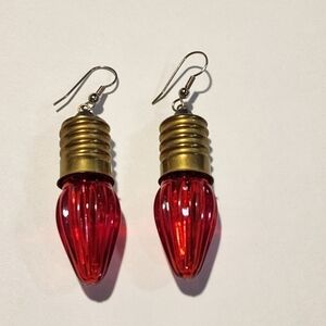 Vintage 1990 SCG inc Red Christmas bulb dangle earrings pierced